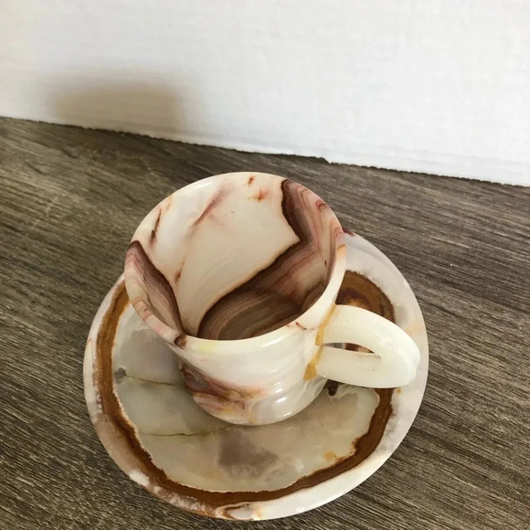 Vtg Banded Onyx Teacup with Saucer - Picture 9 of 12